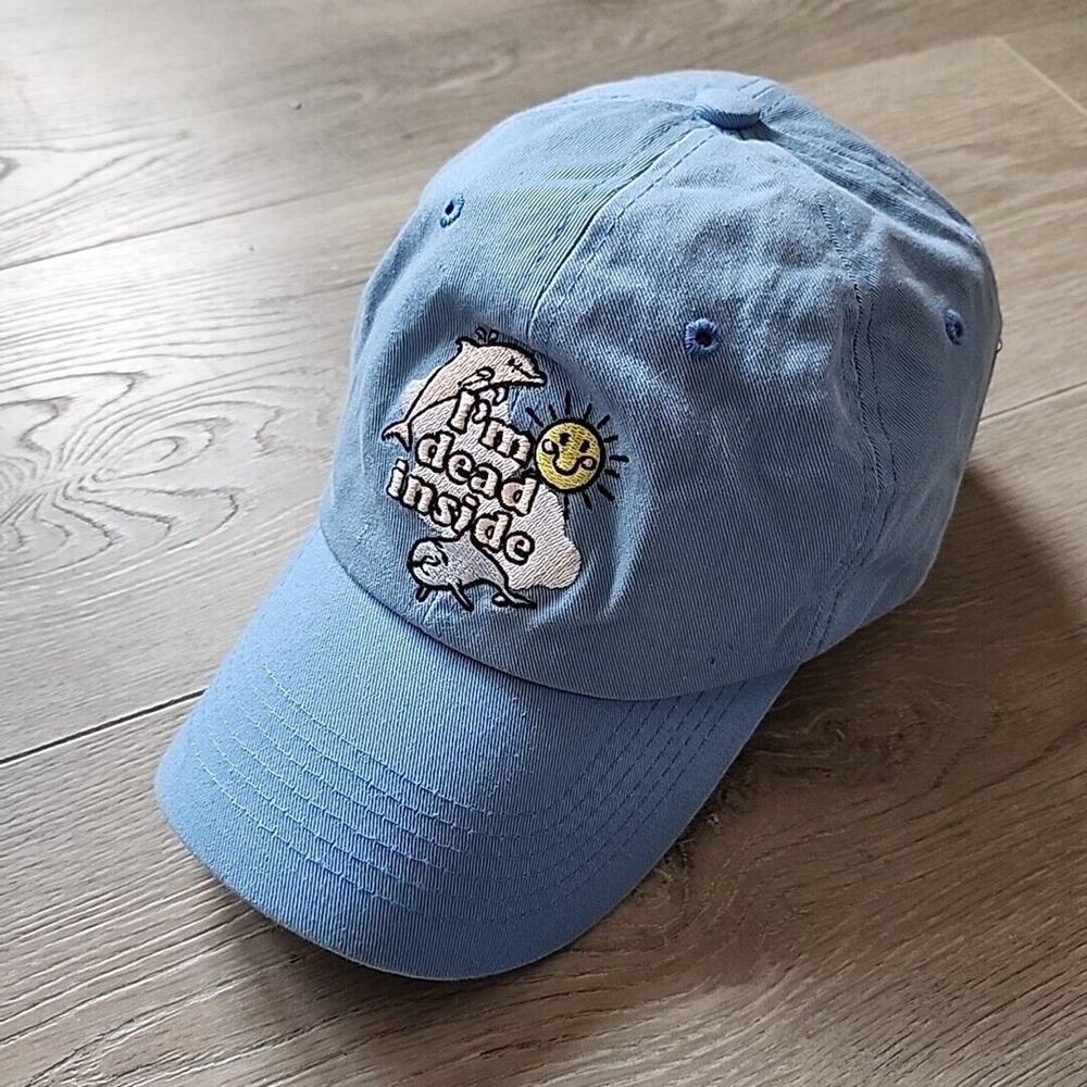 I'm Dead Inside Hat Funny Baseball Cap Blue Dolphins Sun Ironic Meme Adjusatble